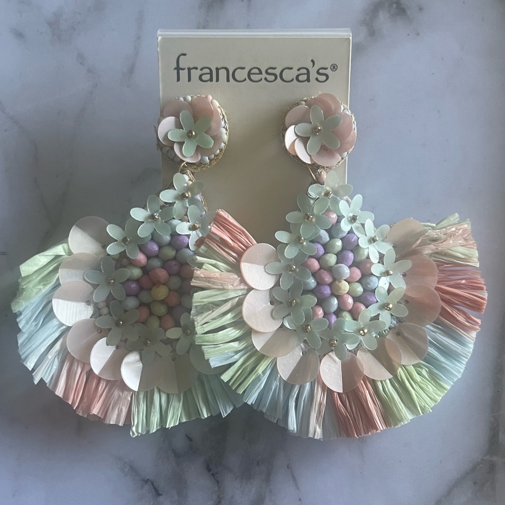 Pastel Raffia Earrings